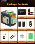 CIGMAN Green Laser Level, 3x360° Side LCD 12-Line Self-Leveling, Bluetooth App Remote, Pulse Mode for Receiver, ±1/8 in. at 33 ft Accuracy, 2x Li-ion (USB-C), 1/4-20 Mount, IP54, ABS Hard Case - S03