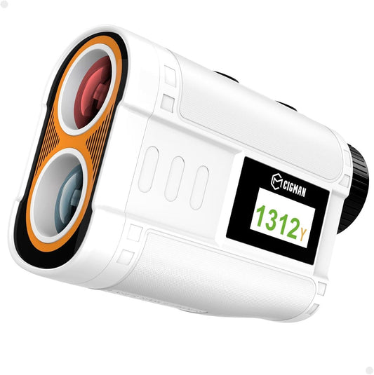 Golf Rangefinder with Slope, CIGMAN 1312 Yards Range Finder Golf, External Color Display, Flag Lock Vibration, 6X Magnification, Rechargeable Laser Range Finder with Magnetic