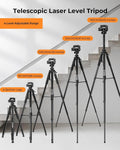 CIGMAN 59-inch Lightweight Adjustable Laser Level Tripod with 3-Way Swivel Pan Head, Bubble Level, Phone Holder, Quick Release Plate with 1/4