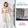 Filigree Lace Half Apron Cream 90 x 50cm