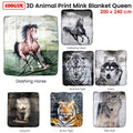 Soft 3D Animal Print Faux Mink Blanket Queen Dashing Horse