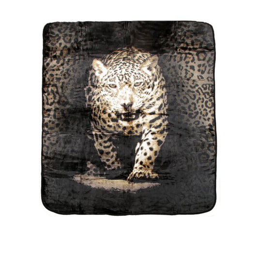 Soft 3D Animal Print Faux Mink Blanket QUEEN Leopard