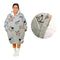 Sherpa Fleece Blanket Hoodie Grey Dogs Womens Oversized Wearable