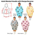 Sherpa Fleece Blanket Hoodie Grey Dogs Womens Oversized Wearable