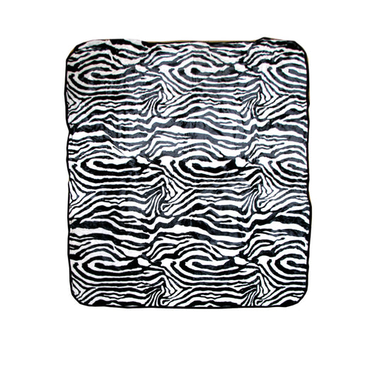 Animal Skin Pattern Faux Mink Blanket QUEEN Zebra