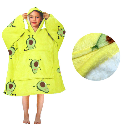 Girls Blanket Hoodie Sherpa Fleece Avocado