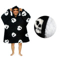 Blanket Hoodie Sherpa Reverse Black Pirate Skulls