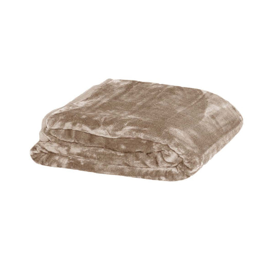 Soft Plain Faux Mink Blanket QUEEN Latte