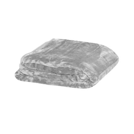 Soft Plain Faux Mink Blanket QUEEN Silver