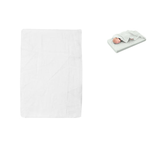 Bassinet Fitted Sheet White with Flat Sheet Attached