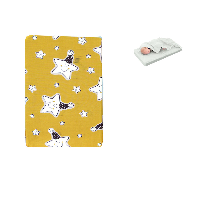 Yellow Star Bassinet Fitted Sheet with Flat Sheet Attached