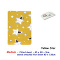 Yellow Star Bassinet Fitted Sheet with Flat Sheet Attached