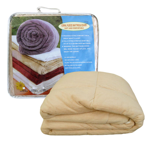 Sand Coral Fleece Soft and Warm Mattress Underlay DOUBLE
