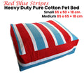 Heavy Duty Cotton Pet Dog Bed Cover Medium Blue Red Stripes