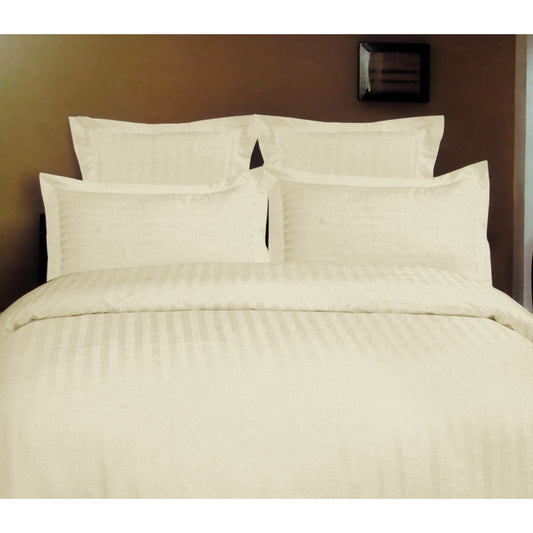 1000TC Self Striped Tailored Quilt Cover Set Ivory KING