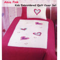 Amia Hearts Embroidered Quilt Cover Set Single