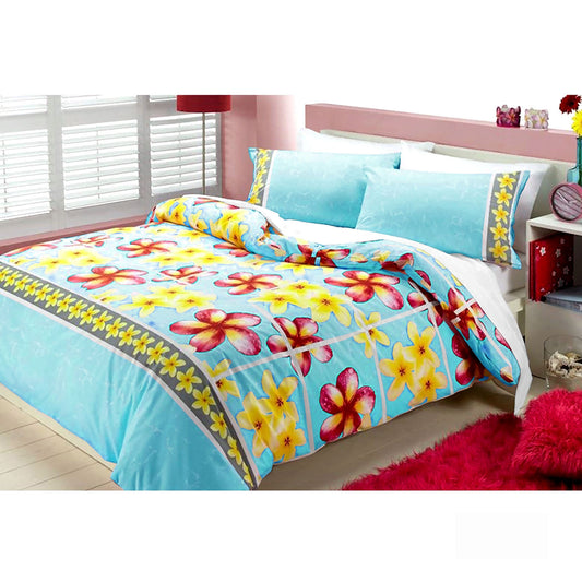 Floating Frangipani Quilt Cover Set Aqua SINGLE