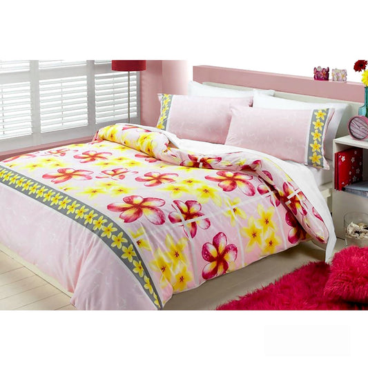 Floating Frangipani Quilt Cover Set Soft Pink SINGLE