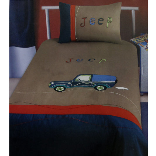 Jeep Wrangler Embroidered Quilt Cover Set SINGLE