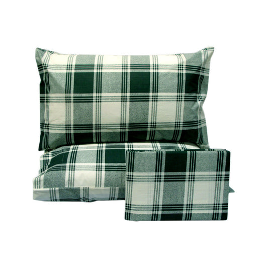Polyester Cotton Checkered Green Quilt Cover Set KING
