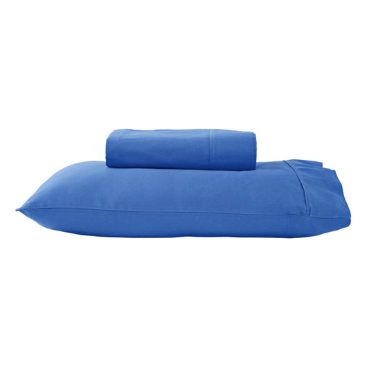 280TC 50% Polyester 50% Cotton Sheet Set SINGLE Mid Blue