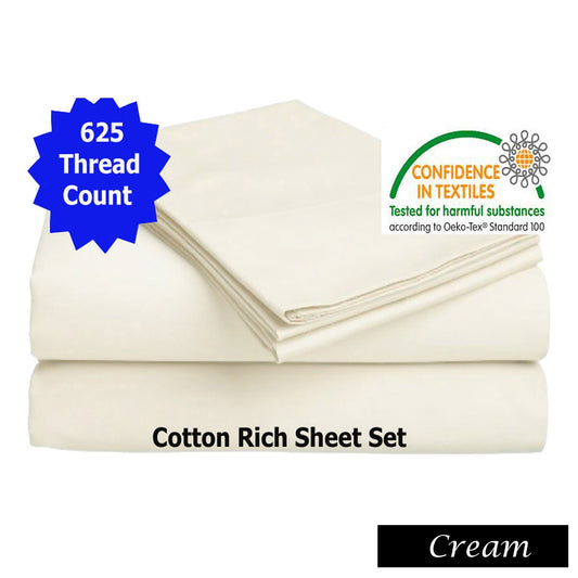 Luxury Living 625TC Cotton Rich Sheet Set Cream QUEEN