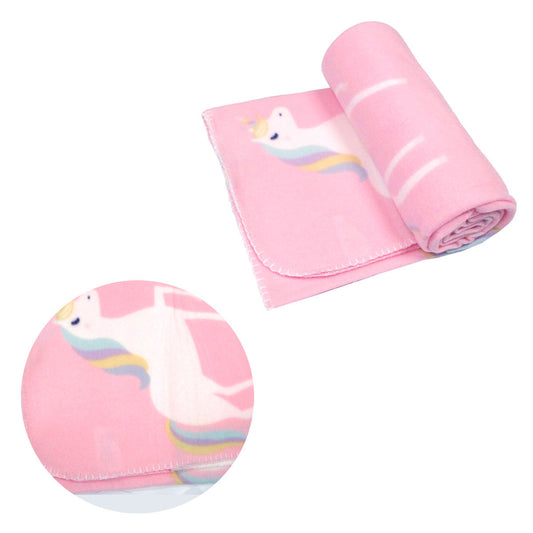Polar Fleece Throw Rug Pink Unicorn 130x160cm