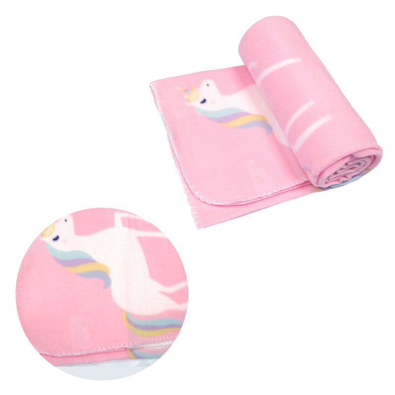 Polar Fleece Throw Rug Pink Unicorn 130x160cm