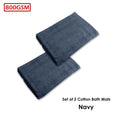 800GSM Set of 2 Cotton Bath Mats 50 x 70 cm Navy