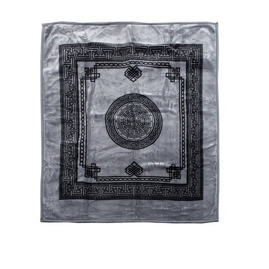 1000GSM Olympia Greek Key Luxury Quality 2 Ply Mink Blanket QUEEN Grey