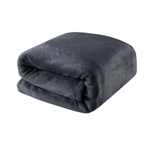 Light Weight Coral Fleece Blanket Charcoal QUEEN/ KING