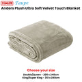In 2 Linen 350GSM Plush Ultra Soft Velvet Touch Blanket Taupe Double/Queen