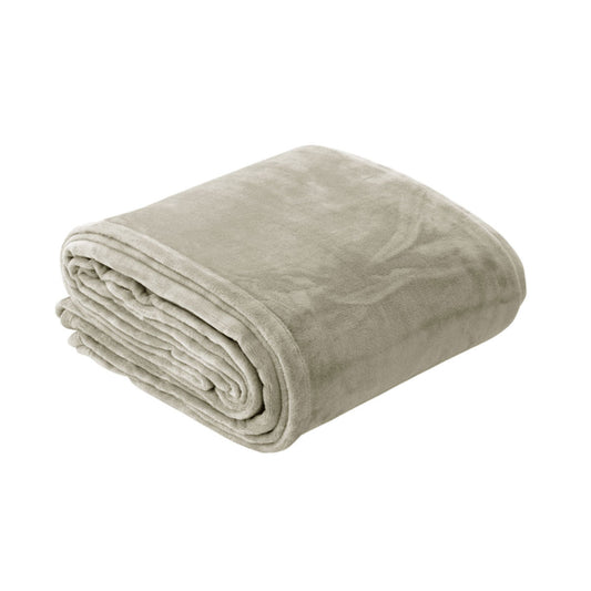 In 2 Linen 350GSM Plush Ultra Soft Velvet Touch Blanket Taupe KING/SUPER KING