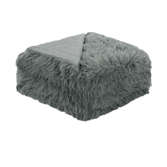 Hotel Living Soft Shaggy Long Hair Blanket QUEEN Grey