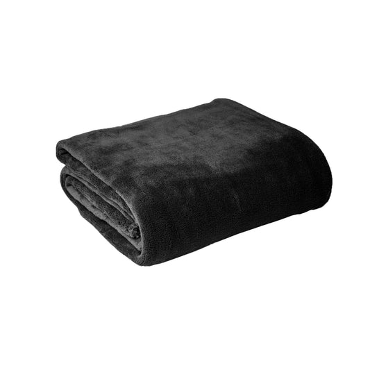 Hotel Living Super Soft Coral Fleece Blanket SINGLE Charcoal