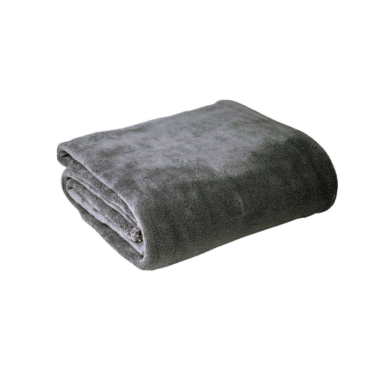 Hotel Living Super Soft Coral Fleece Blanket SINGLE Grey