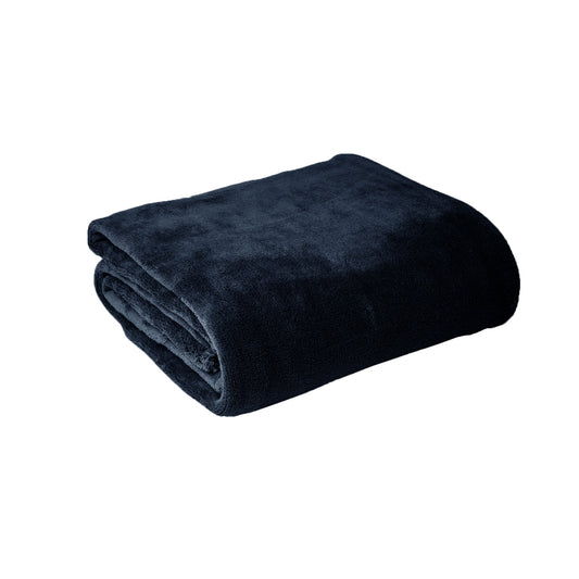 Hotel Living Super Soft Coral Fleece Blanket SINGLE Navy