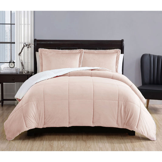 3 Piece Micro Mink Comforter Set Apricot QUEEN