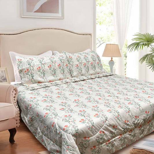 Hotel Living 3 Pce Light Weight Comforter Set QUEEN/KING Corbett Floral Coral