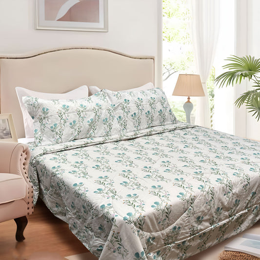 Hotel Living 3 Pce Light Weight Comforter Set QUEEN/KING Corbett Floral Teal