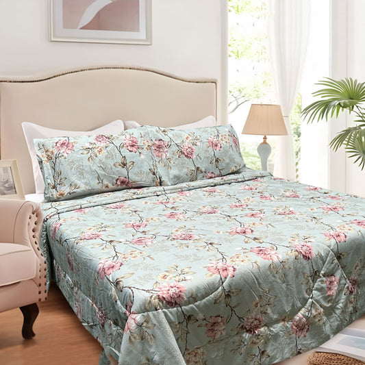 Hotel Living 3 Pce Light Weight Comforter Set QUEEN/KING Corbett Floral Vintage