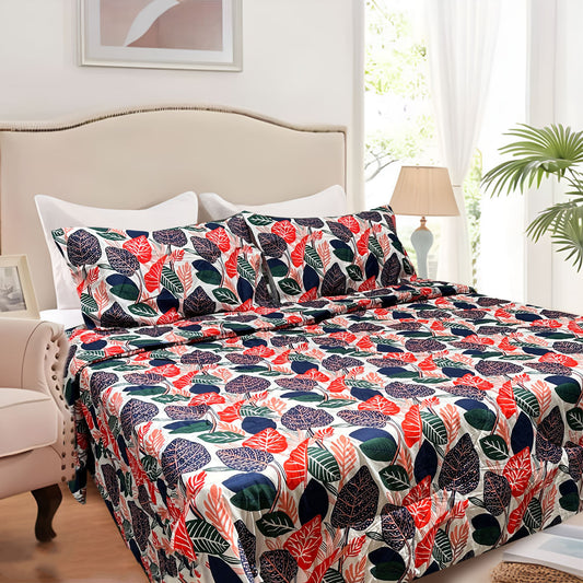 Hotel Living 3 Pce Light Weight Comforter Set QUEEN/KING Corbett Tropical Leaves