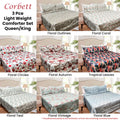 Hotel Living 3 Pce Light Weight Comforter Set QUEEN/KING Corbett Floral Outlines