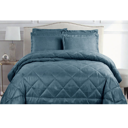 Hotel Living Eli Jacquard Comforter Set KING Blue