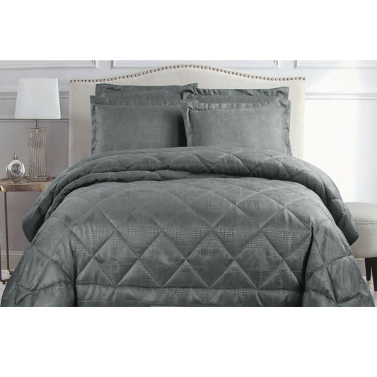 Hotel Living Eli Jacquard Comforter Set QUEEN Charcoal