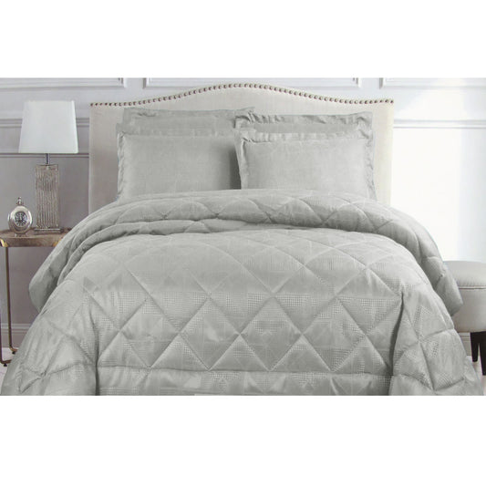 Hotel Living Eli Jacquard Comforter Set KING Silver