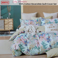 300TC Lily Flowers Multi Reversible Cotton Floral Quilt Cover Set Queen