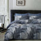 300TC Palm Leaf Blue Reversible Cotton Quilt Cover Set QUEEN