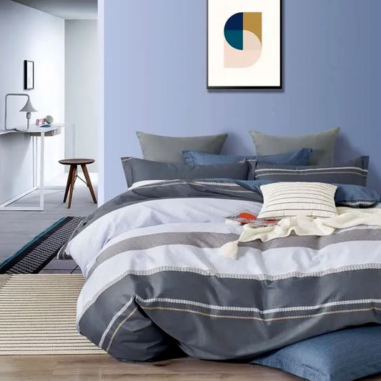Pani Charcoal Reversible Quilt Cover Set QUEEN