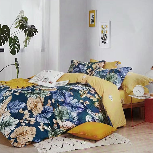 Botanical House 100% Cotton Reversible Quilt Cover Set KING